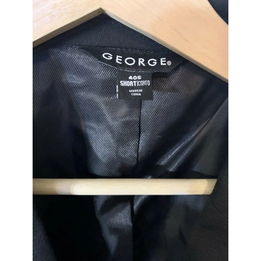 George Men’s Sz 40S  2 Button‎ Blazer Sport Coat Suit Jacket Black
